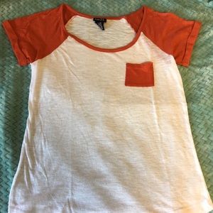 Rue 21 orange and white pocketed T-shirt
